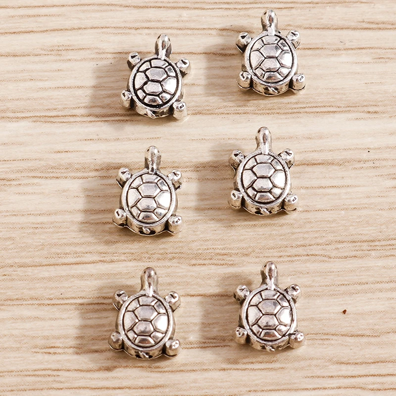 50 Stück süße Mini-Legierung Schildkröte lose Spacer-Charms Perlen für Schmuckherstellung DIY Armbänder Halsketten handgefertigte Bastelzubehör – Detail 6