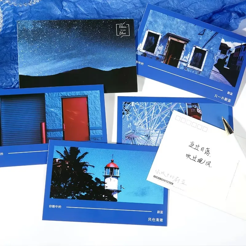 ชุดโปสการ์ด 30 ชิ้น The Blue In Your Eyes - ภาพศิลปะพระอาทิตย์ตกดินริมทะเลและวิวทะเล เหมาะสำหรับการจดบันทึก