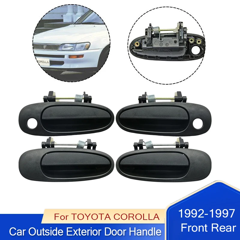 

Car Exterior Outside Outer Door Handle 4 Pcs Black For TOYOTA COROLLA 1993-1997 69220-12160, 69210-12160 Front Rear Left Right
