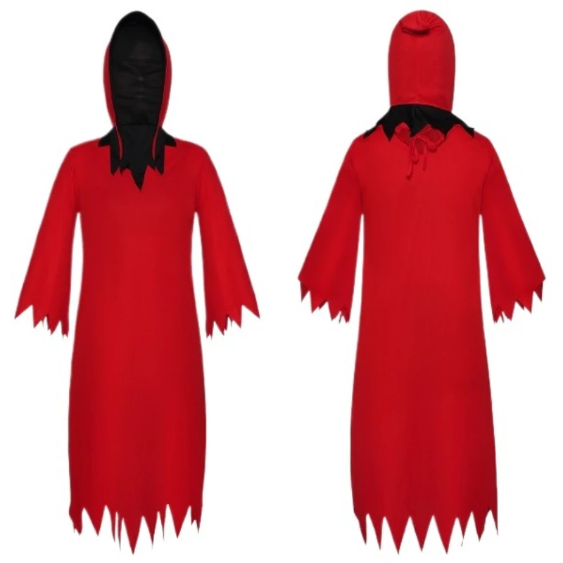 

Halloween Demon Grim Reaper Cosplay Costume Blood Red Hooded Cloak for Men Women Stage Performances Holiday Themed Parties