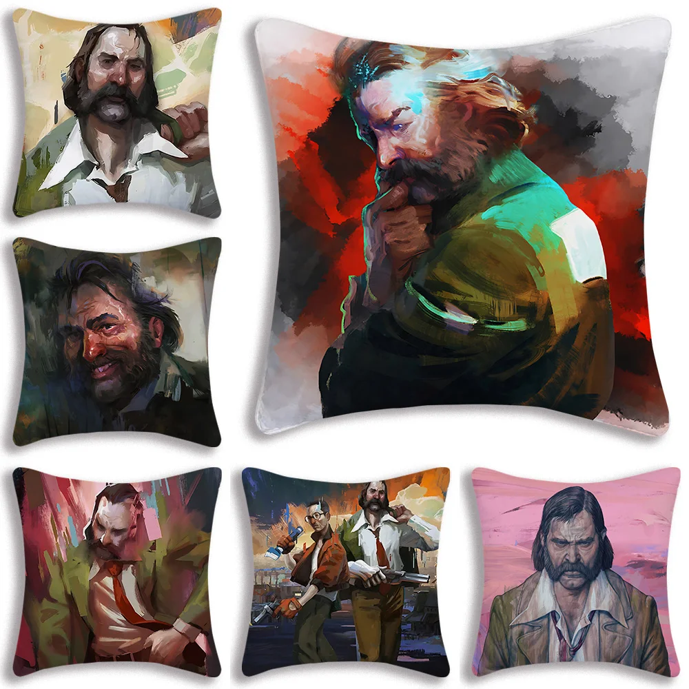 

D-Disco E-Elysium Pillow Covers Cartoon Sofa Decorative Home Double-sided Printing Short Plush Cute Cushion Cover