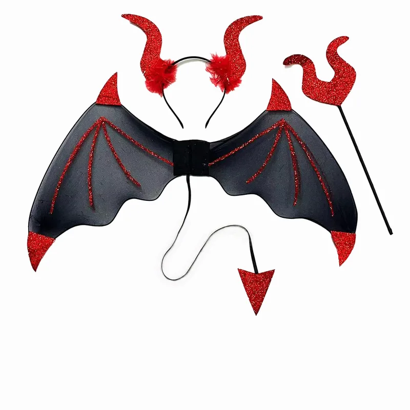 All Saints' Day Cosplay Bat Wings Three-Piece Role Playing Party Stage Performance Dress Friends Gathering Performance Clothes