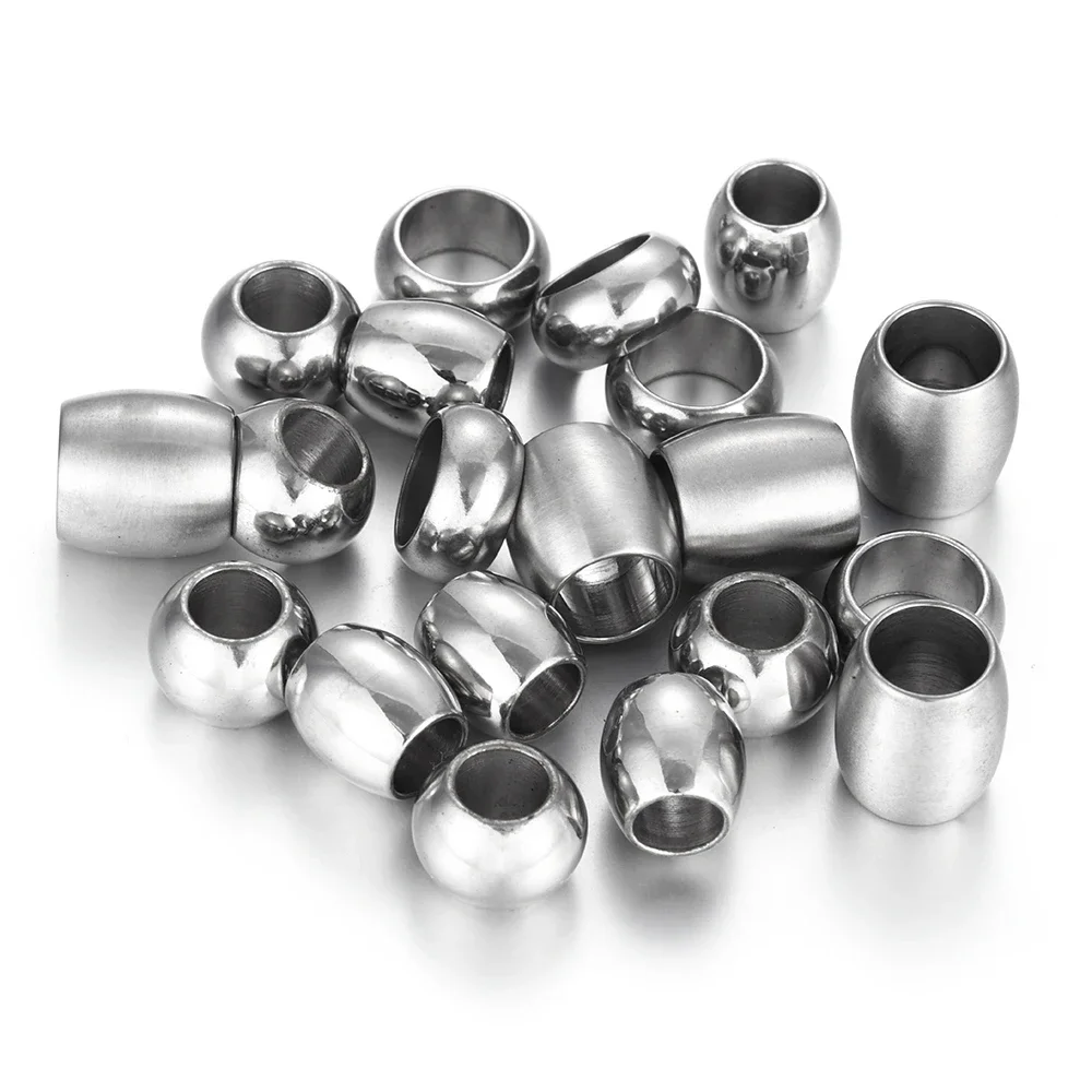 10Pieces Stainless Steel Spacer Position Beads Large Hole Slider Charms Leather Bracelet Jewelry Making DIY Accessories Findings image 3