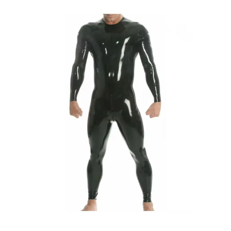 

Handmade Round collar latex suit Unitard Sexy Zentai overall Latex Catsuit rubber catsuit Full body without zipper