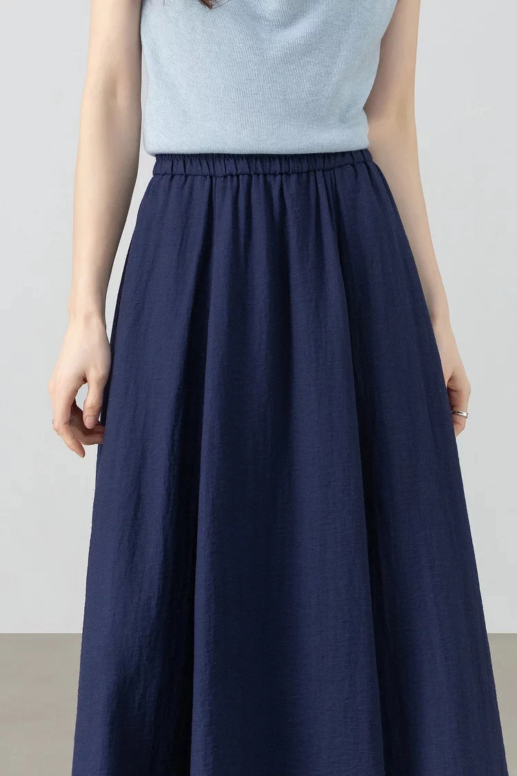 SENTUBILA Minimalistischer A-Linien-Rock für Damen, Sommer 2026, Neuer Lässiger Rock mit Elastischem Bund, Langer Lockerer Rock, Damenbekleidung 162QA5883 – Detail 13