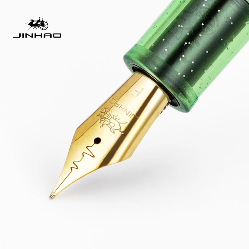 Jinhao 9013 Fountain Pen Four Seasons Color Transparent Barrel Portable Clip Heartbeat F Nib for Office Signature F7702