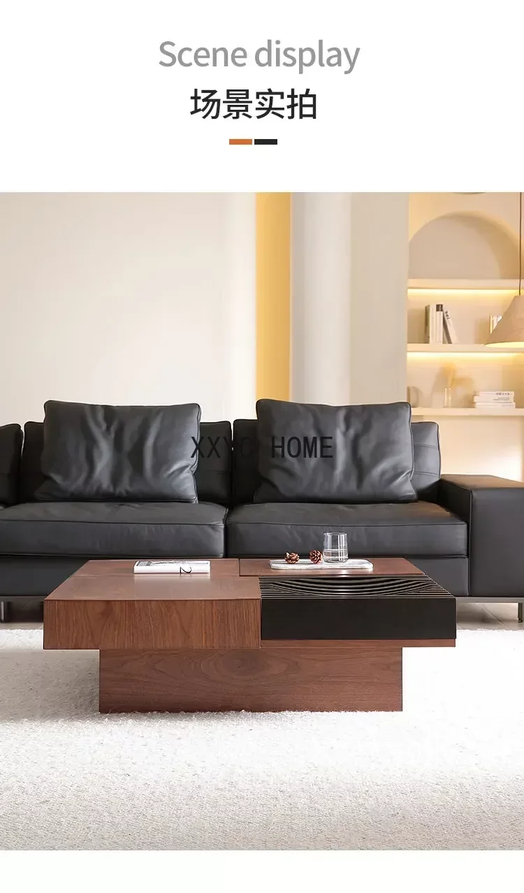 Italian Black Walnut Creative Coffee Table Modern Minimalist Living Room Storage Square Designer Coffee Table Combination