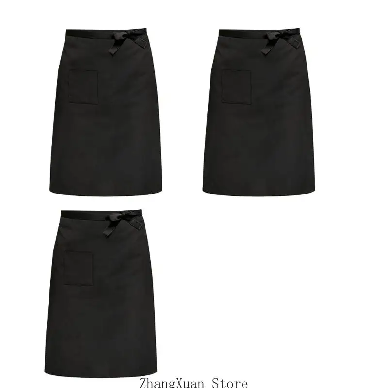Schwarze Küchen-Servierschürze 3er-Pack mit verstellbarer Tasche zum Kochen Backen Zuhause 3XUF – Detail 10