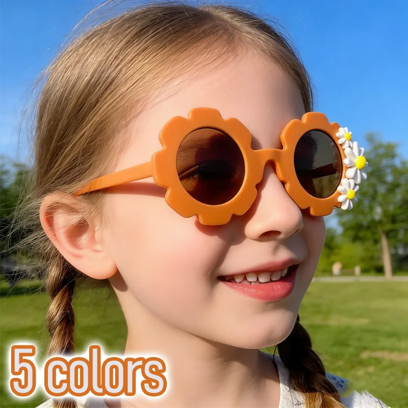 Children Sunglasses Daisy Round Cute Sun Glasses Boys Girls UV400 Protection Baby Eyewear Fashion Style Toddler Gift For Kids