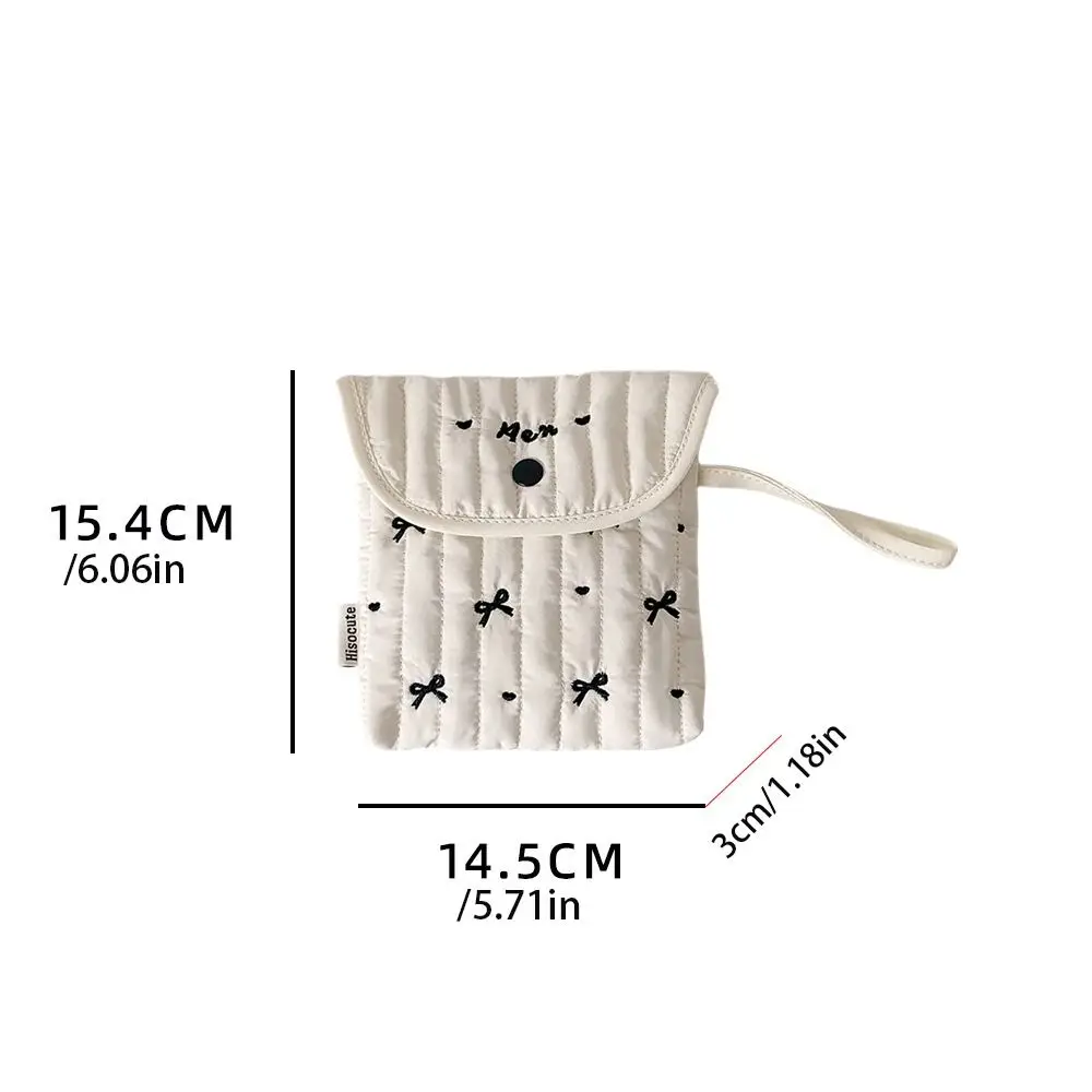 Large Capacity Embroidery Cherry Cosmetic Bag Menstruation Towel Storage Bowknot Bow Makeup Bag Small Item Bag Purse