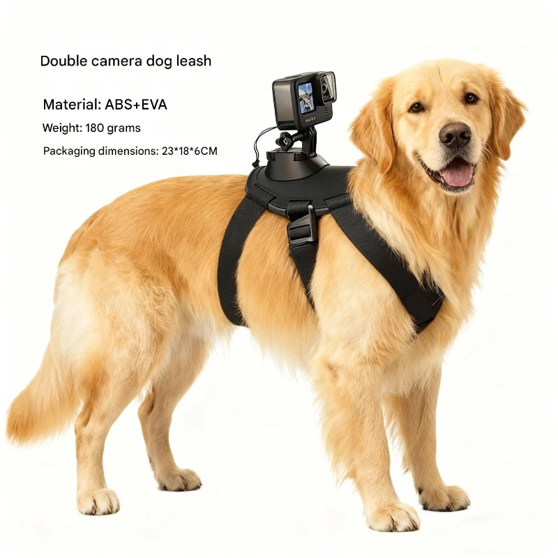 Arnés para Perro con Soporte para Cámara de Doble Uso en Pecho y Espalda para GoPro Hero 8 7 6 4 3+
