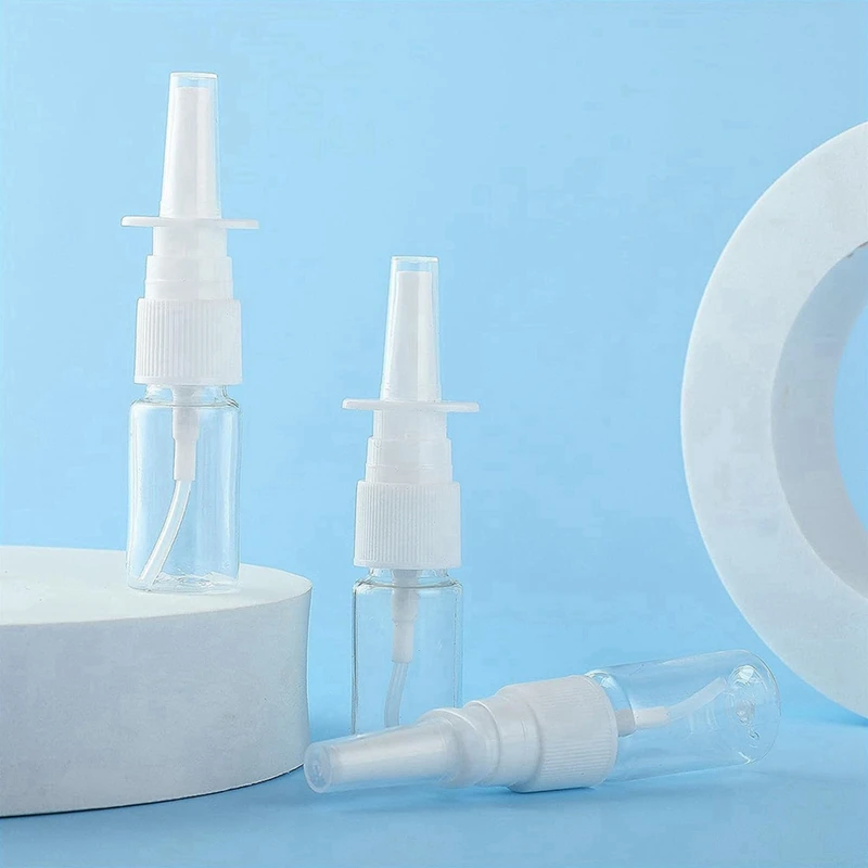 60 قطعة من زجاجة رذاذ الأنف، 10 مل زجاجة رذاذ أنف فارغة صغيرة شفافة قابلة لإعادة الاستخدام للسفر