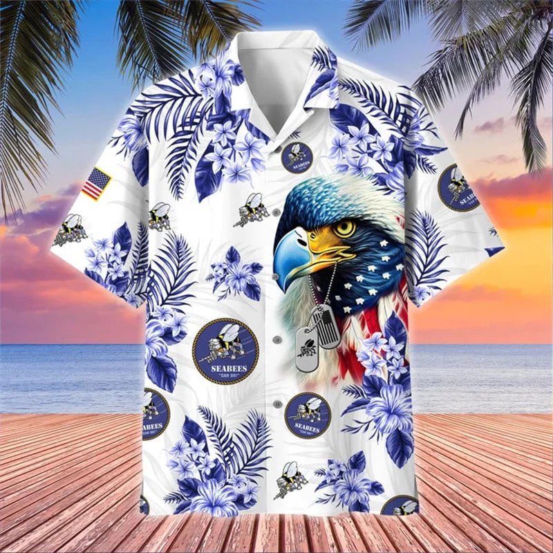 Summer New 3D United States Soldiers Armys Veterans Printing Shirts For Men Fashion Cool Short Shirts Hawaiian Y2k Clothing Tops