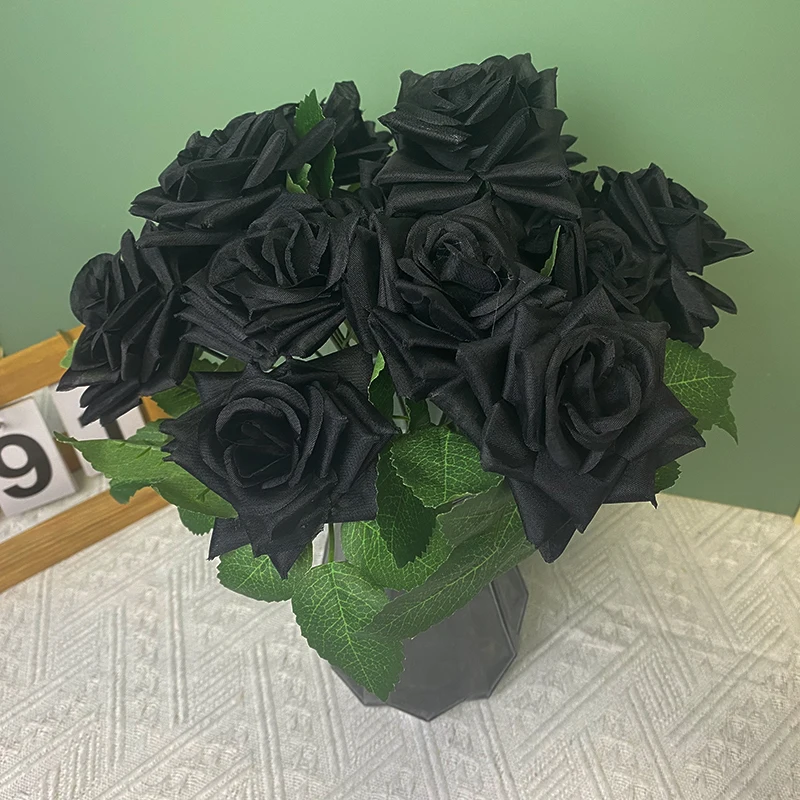 

7 Heads Artificial Flowers Silks Horn rose Black for Decorations Fake Fower Wedding Table Room Party DIY Peony Big Bouquet Decor