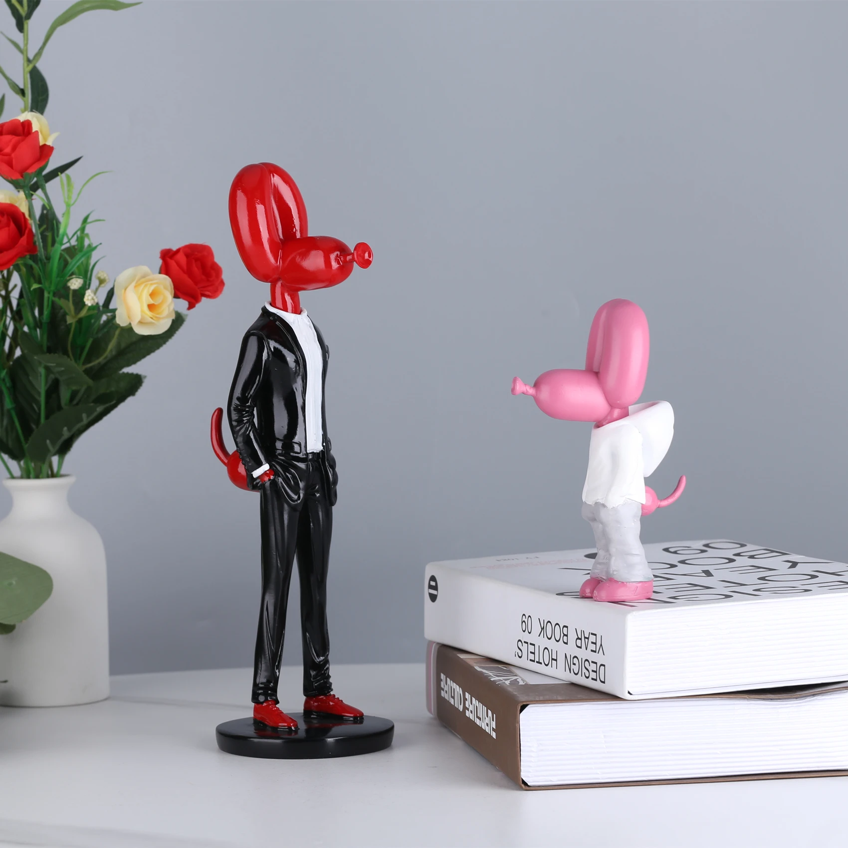 Gentleman Balloon Dog Statue, Resin Sculpture, Home Decor, Modern Nordic Home Decoration Accessories, Living Room Animal Figures