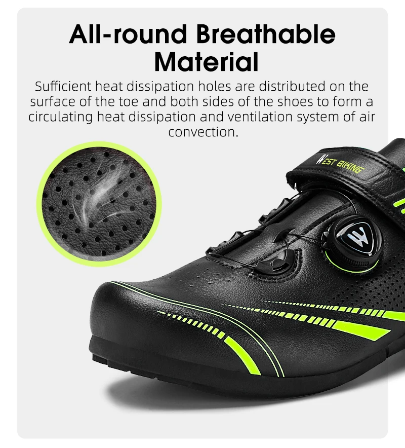 WEST BIKING Fahrradschuhe für Herren und Damen, mit Schnellwechselmechanismus, ohne Schnellspanner, für Rennräder, atmungsaktive Turnschuhe, Outdoor-Sportschuhe. – Detail 6