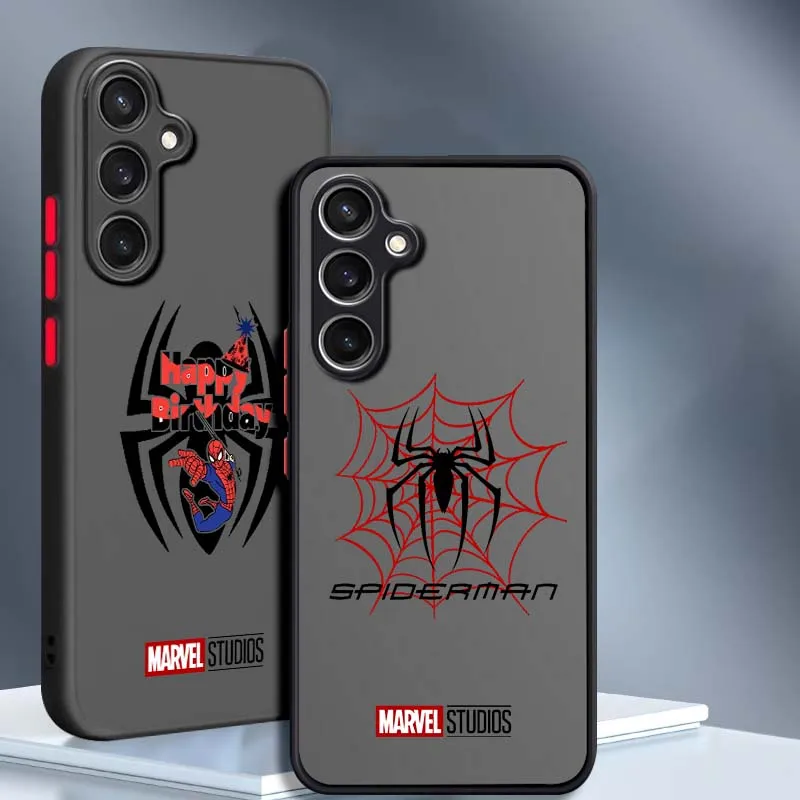 Marvel Spider-Man Venom Logo For Samsung Galaxy S25 S24 S23 S22 S21 S20 S10 S9 Ultra Plus FE 5G Frosted Translucent Phone Case