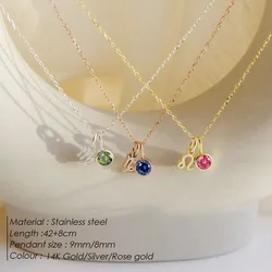 Stainless Steel INS Stainless Steel 14K Gold PVD Plated DIY Zodiac Birthstone Charm Necklace 12Months Horoscope Choker