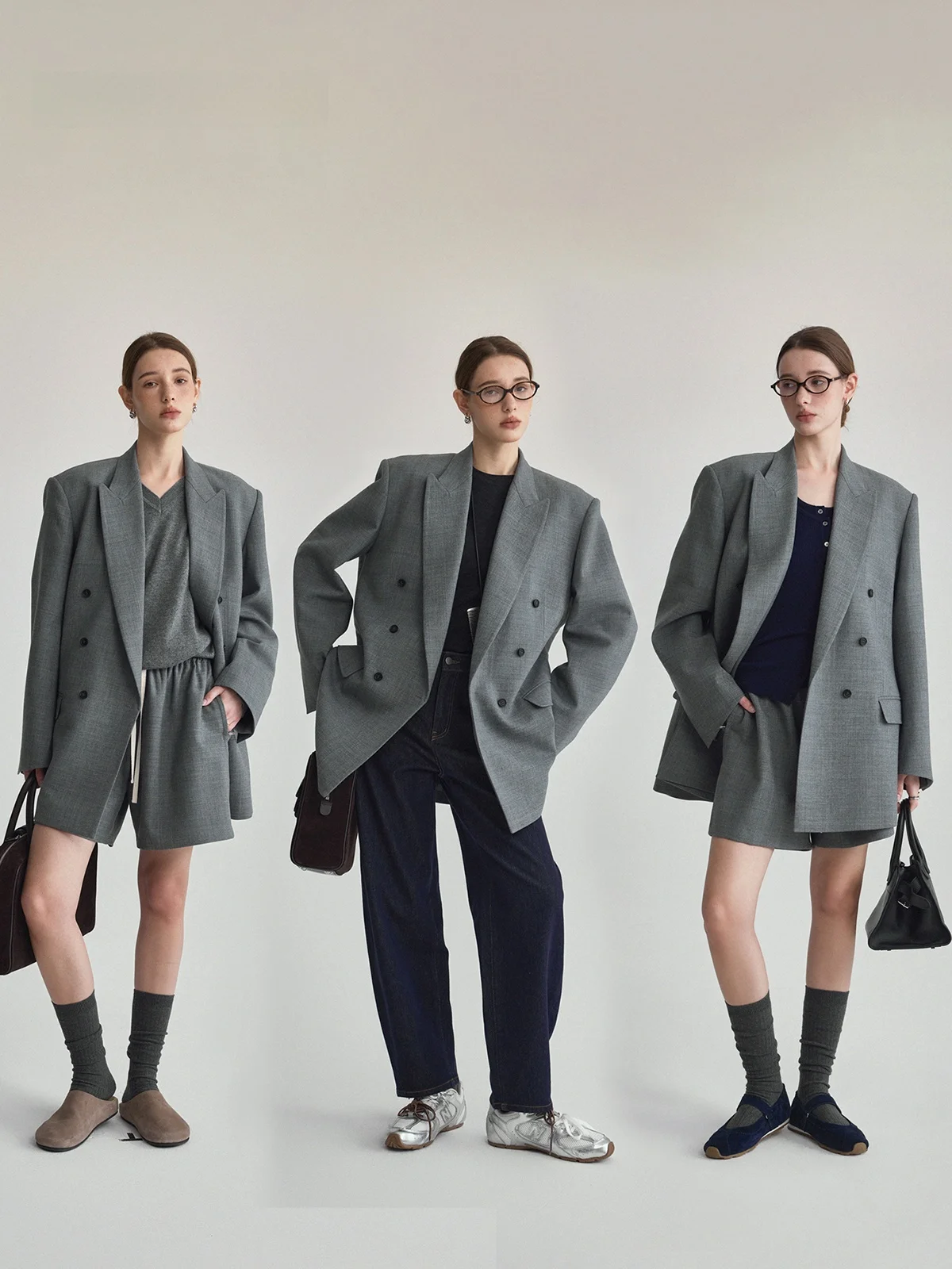 Taco Studios Klassischer Zweireiher-Anzug mit Reverskragen aus Hochwertiger Wolle, Pendlerfreundlich, Langärmlig