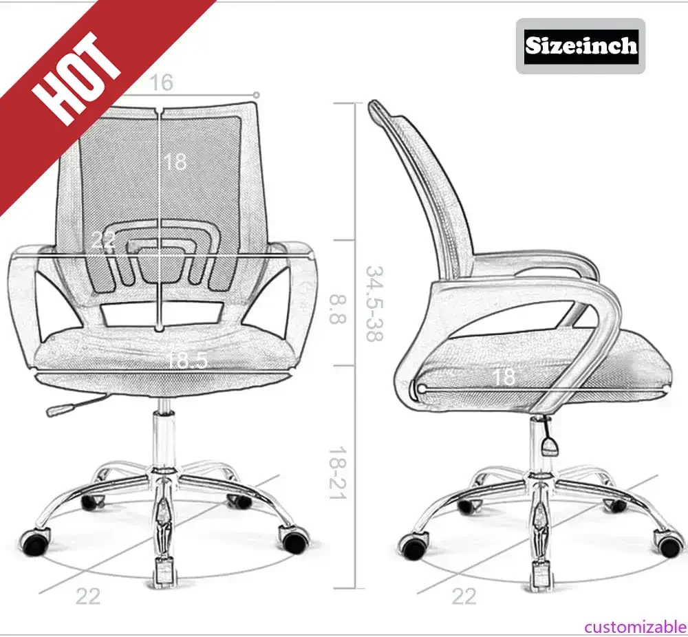 Customizable-Office Chair Ergonomic Cheap Desk Chair Mesh Computer Chair Lumbar Support Modern Executive Adjustable