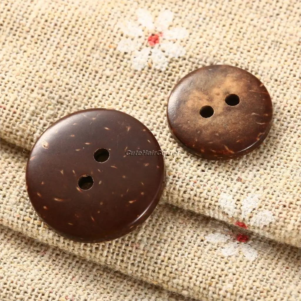 100Pcs/set Coconut Shell Buttons 2 Holes Sewing Scrapbooking Knopf Buton 15mm/20mm Vintage Decor Clothing Supply Natural Pattern