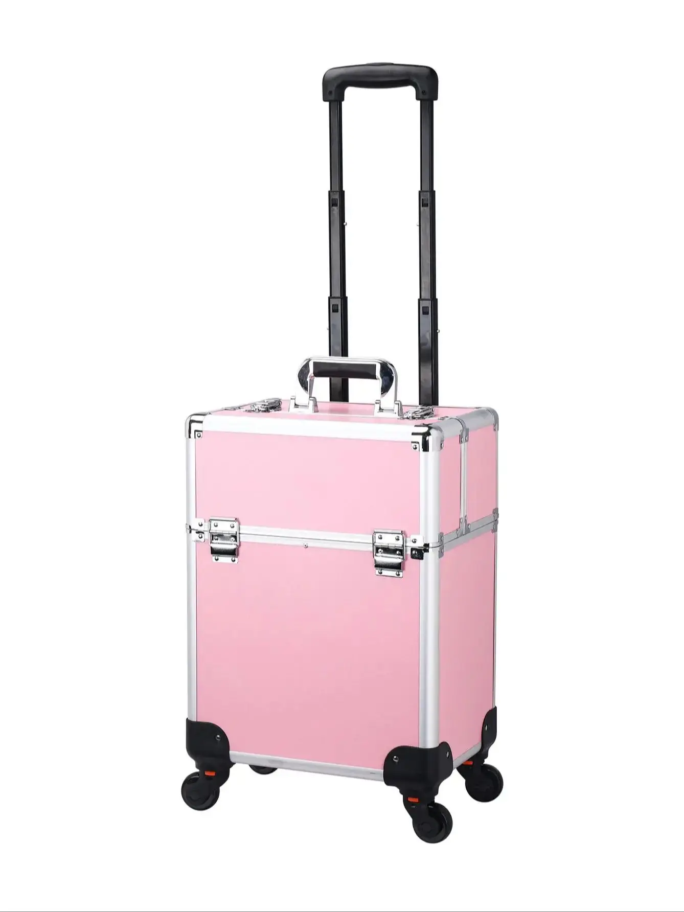 Makeup Train Case, Professional Rolling Makeup Trolley with Adjustable Dividers, Nail Polish Organizer,Jewelry Travel train case