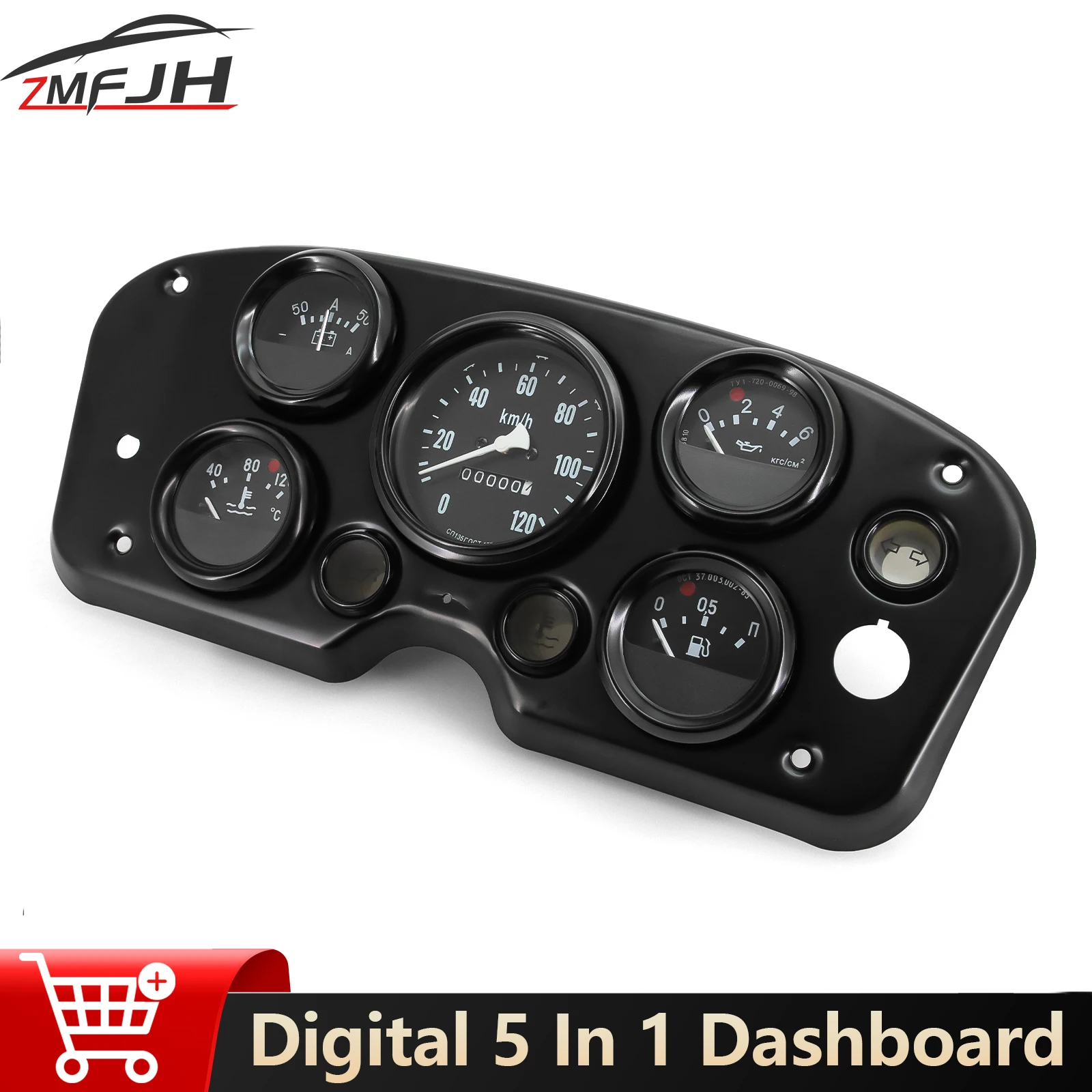 

5 In 1 Speedometer + Water Temp + Voltmeter + Oil Pressure + Fuel Level Gauge Digital Dashboard Kit Pannel For 12V Gasoline Car