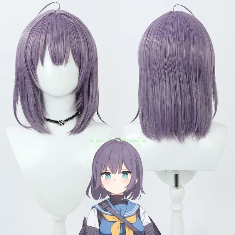 

Blue Archive Sorai Saki Cosplay Wig Purple Short Heat Resistant Synthetic Hair Halloween Role Play Party Carnival + Wig Cap