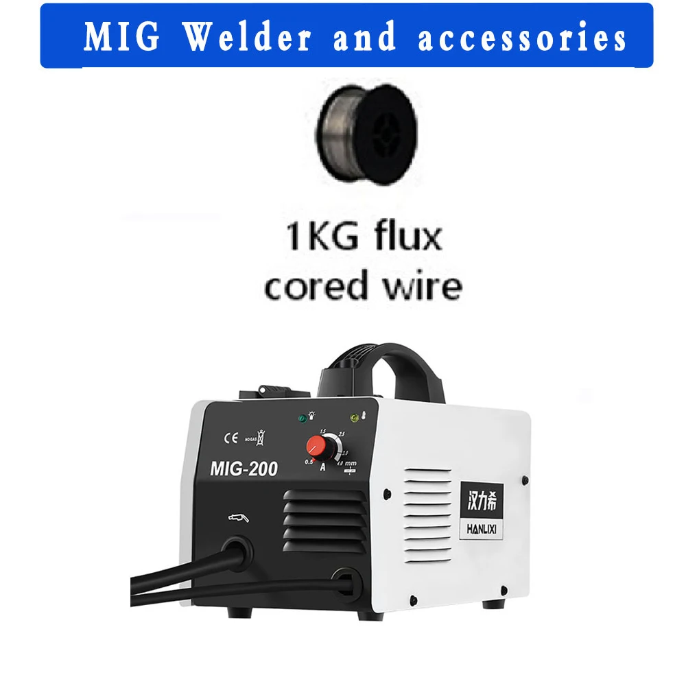 MIG Welding Machine No Gas 5000W 200A Small Semi-automatic for MIG Welder Flux Core Wire Gasless Welding Machine Inverter