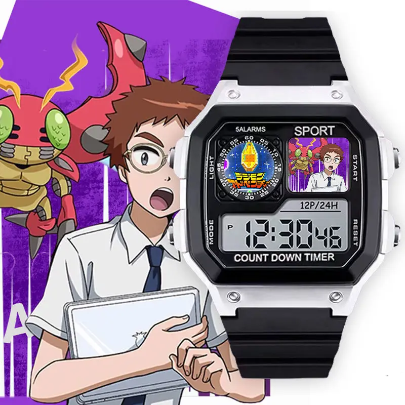 Digimon Adventure Greymon Angewomon Angemon Cartoon Cute Wristwatch Couple High-Value Electronic Watch Birthday Gift for Friends view 3