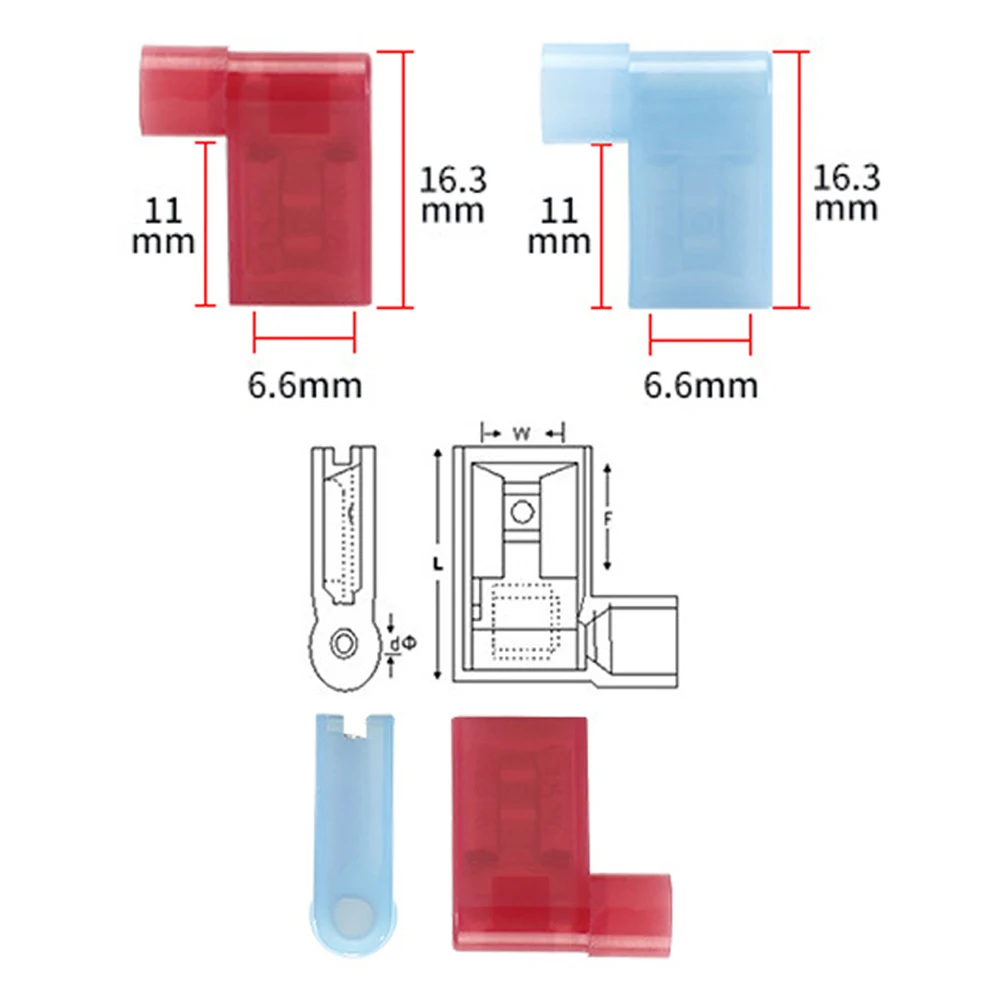 

6.3mm Terminal Nylon Brass Insulated Spade Joint Wire Connector 50PCS FLDNY1.25-250 FLDNY2-250 Suit 0.5-2.5mm2 14-22AWG Cable
