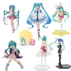 20cm New Anime Figure Hatsune Miku cosplay cinderella cute girl Blue skirt Long green hair PVC action Model Girl Birthday