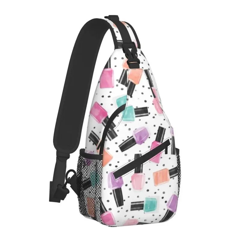 Cool Nail Polish Polka Dots Crossbody Sling Backpack Men Manicurist Pop Art Shoulder Chest Bag for Traveling