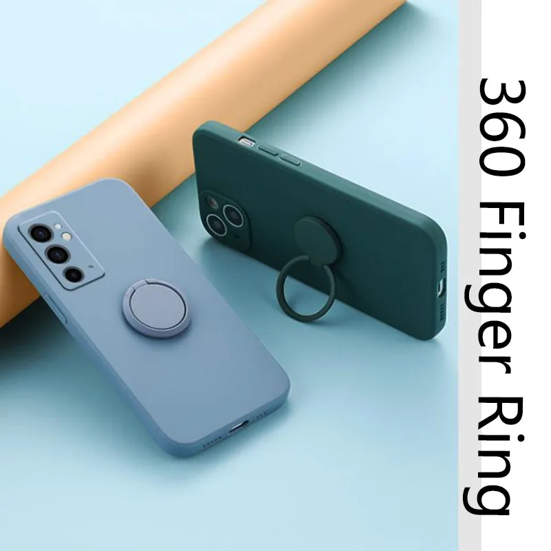 360 Finger Ring Holder Silicone bracket Phone Case For OPPO A17 A16 A54 A74 A77 A57 A94 A58 A55 A96 A91 A53 A52 A72 Back Cover