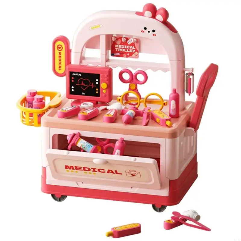 Y88D Pretend Play Doctor Medicals Cart Toy Realistic Medicals Tool Set For Children