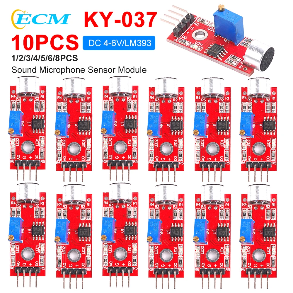 1-10PCS KY-037 High Sensitivity Sound Detection Module DC 4-6V LM393 Microphone Sensor Detection Module For arduino AVR PIC