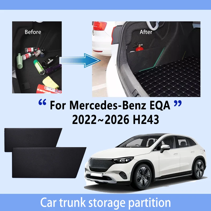 Car Accessories For Mercedes-Benz EQA H243 2022~2026 Trunk Storage Partition Multifunction Storage Auto Interior Parts Organizer
