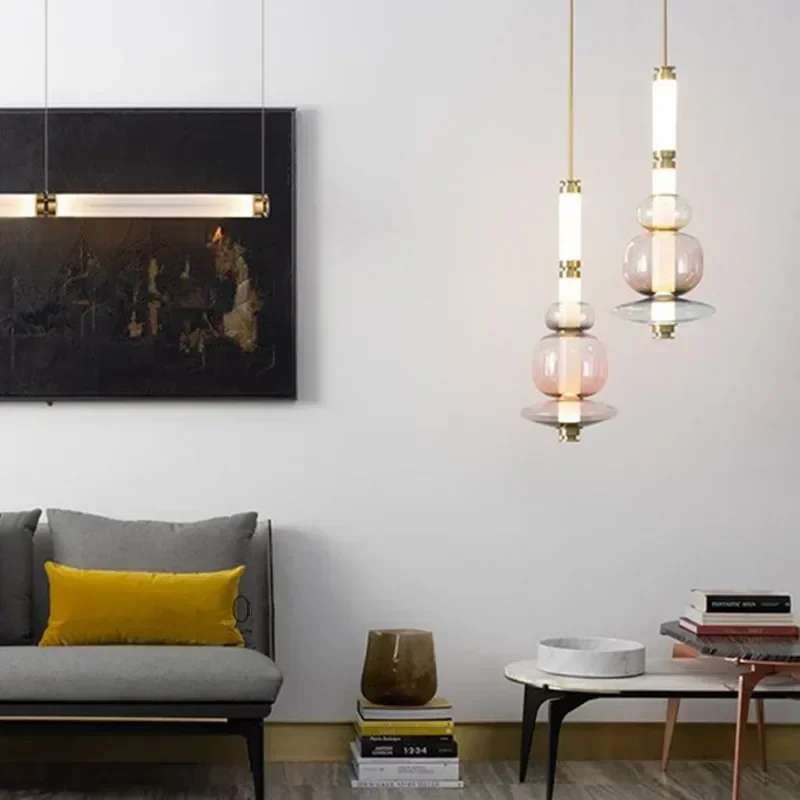 Scott Luna Chandelier Postmodern Italian Design Lamps Replica Led Light Glass Long Tube Lamp Bedroom Living Room Bedside Lamp