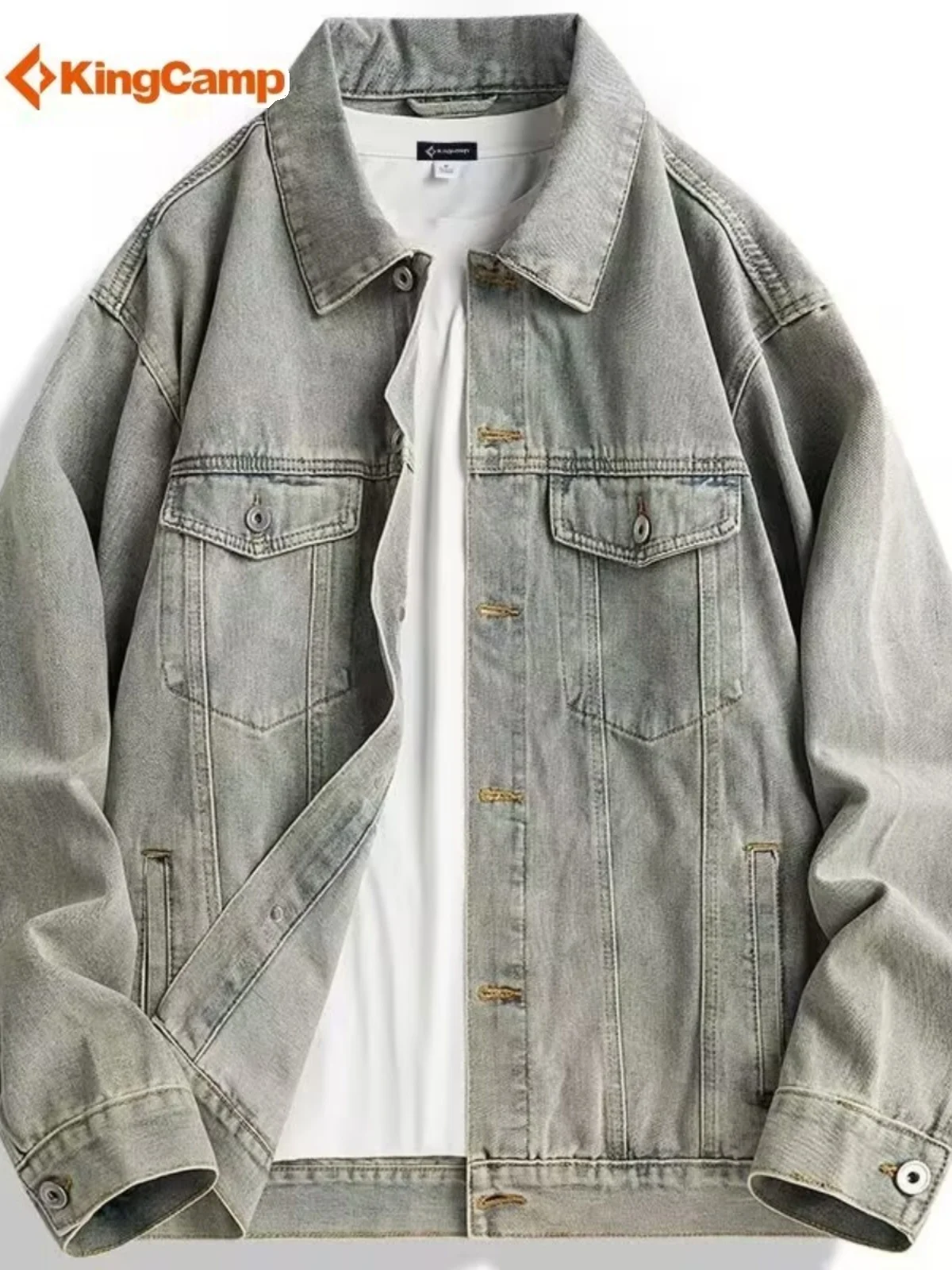 Casual Loose Men's Denim Jacket Spring Autumn Trendy Brand Youth Workwear Jacket Student Top Button Decorated Standard Fit Je...