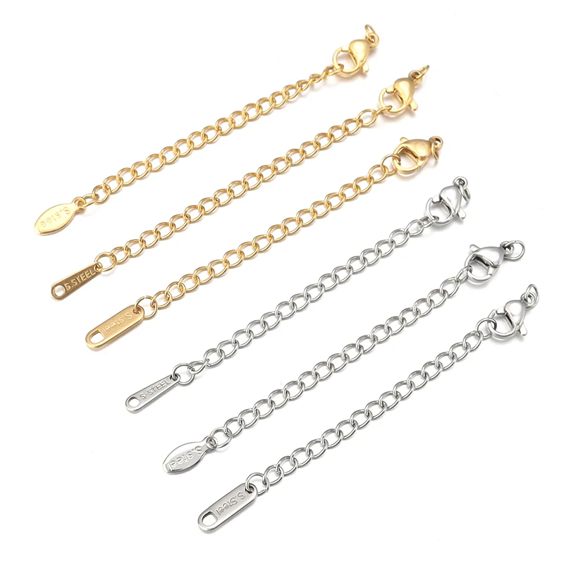 10 teile/los Edelstahl Verlängerung Ketten Link Jump Ringe Karabiner Anschlüsse Für Armbänder Halskette DIY Schmuck Machen