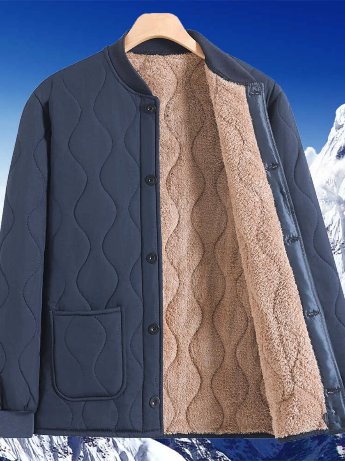 

Thiened хлопковое стеганое бархатное зимнее пальто для папы с хлопковой подкладкой, теплая, устойчивая к холоду, мужская одежда и зимняя куртка