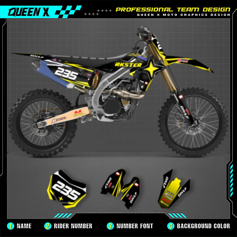 

QUEEN X MOTO Custom Team Motorcycle For SUZUKI RMZ450 2018 2019 2020 005 Graphics Background Decal Stickers Kit
