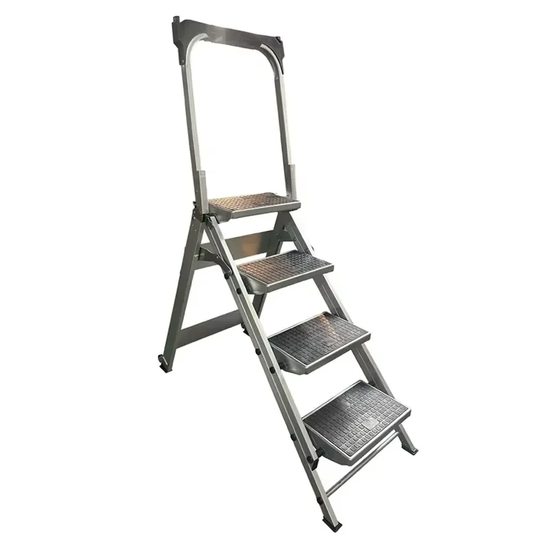Heavy Duty Aluminum Folding Stool 4 Step Ladder with Handrails Non Slip Portable Step Stool for Home Kitchen RV Camping Work