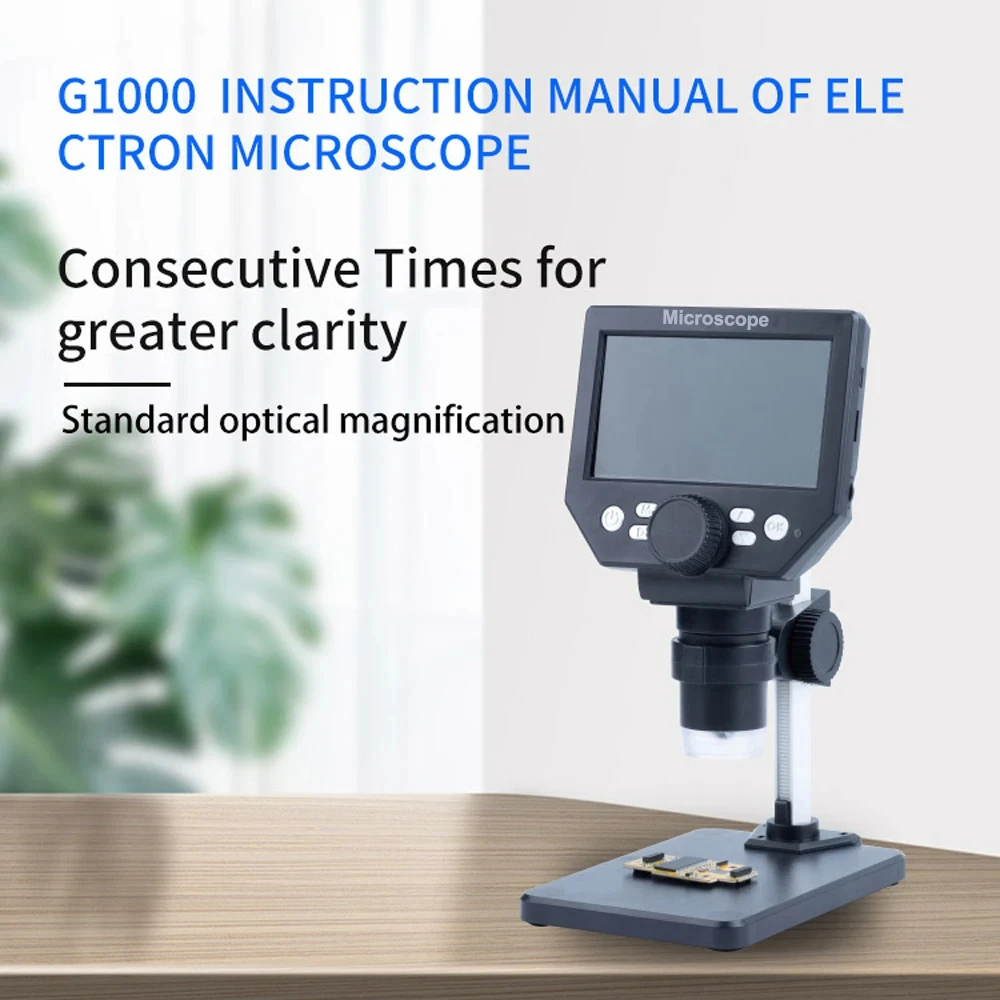 

Microscope G1000 Digital Microscope for Soldering 4.3 Inch Large Base LCD Display 8MP 1-1000X Continuous Amplification Magnifier