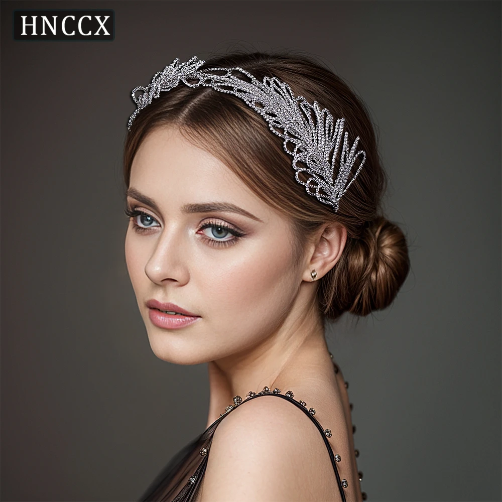 

HNCCX Bridal Hair Hoop Wedding Rhinestone Leaf Shape Headband Crystal Headpieces Shiny Hair Accessories Luxury Headwear CP653