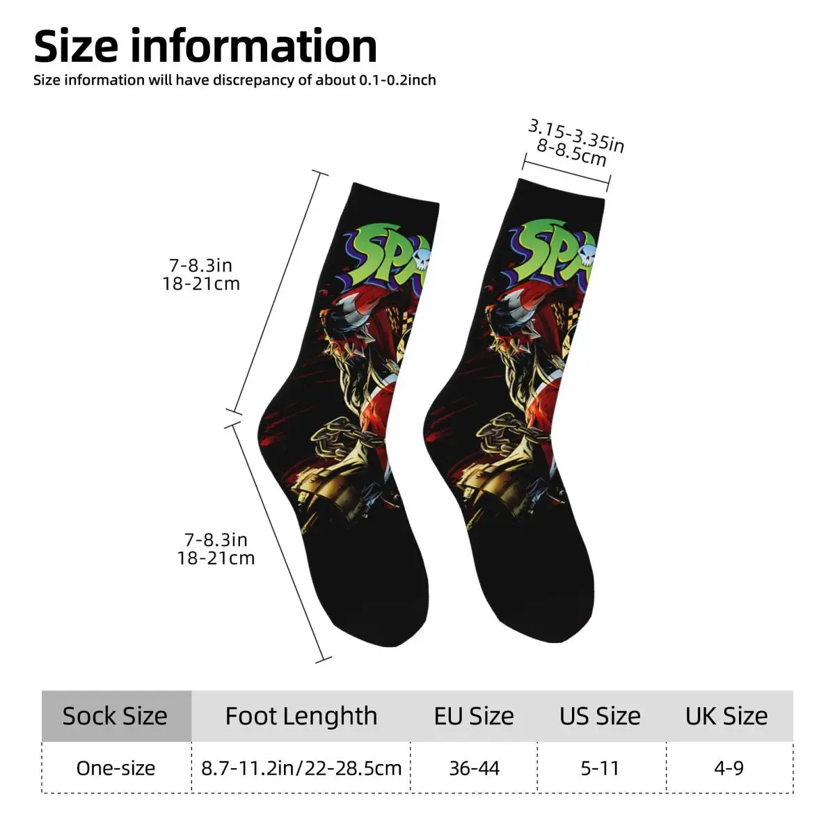 Classic Comic Character Compression Sock for Men Vintage Spawn Quality Pattern Novelty Crew Sock