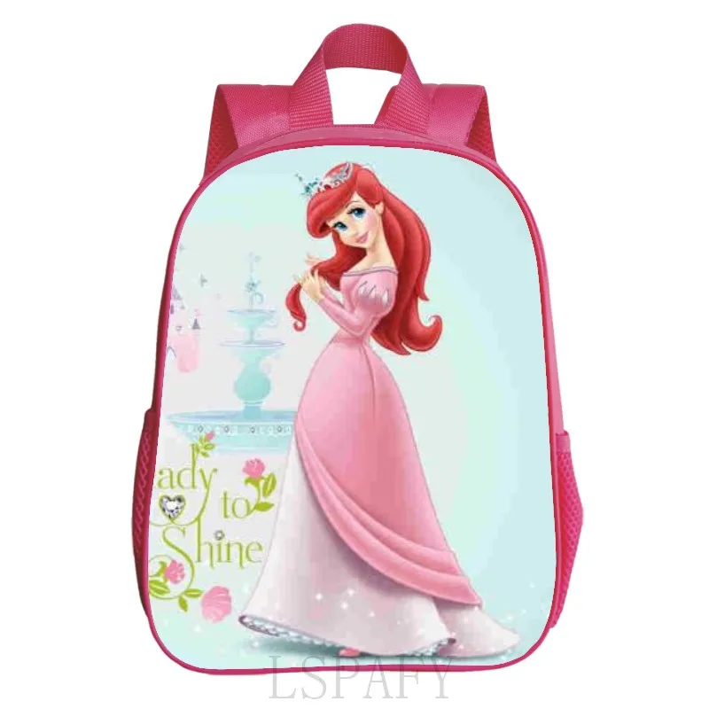 Disney Brand Cartoon Little Mermaid Ariel Princess Backpack Kids School Bag Kindergarten Pink Backpack for Girls 12inch