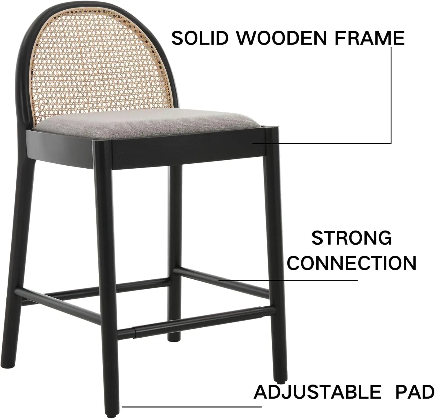 Rattan Barhocker 2er-Set, Barhocker mit Gegen höhe und Rohr rücken, 26 ''Höhe moderne Bar stühle für Küchen theke/Zuhause