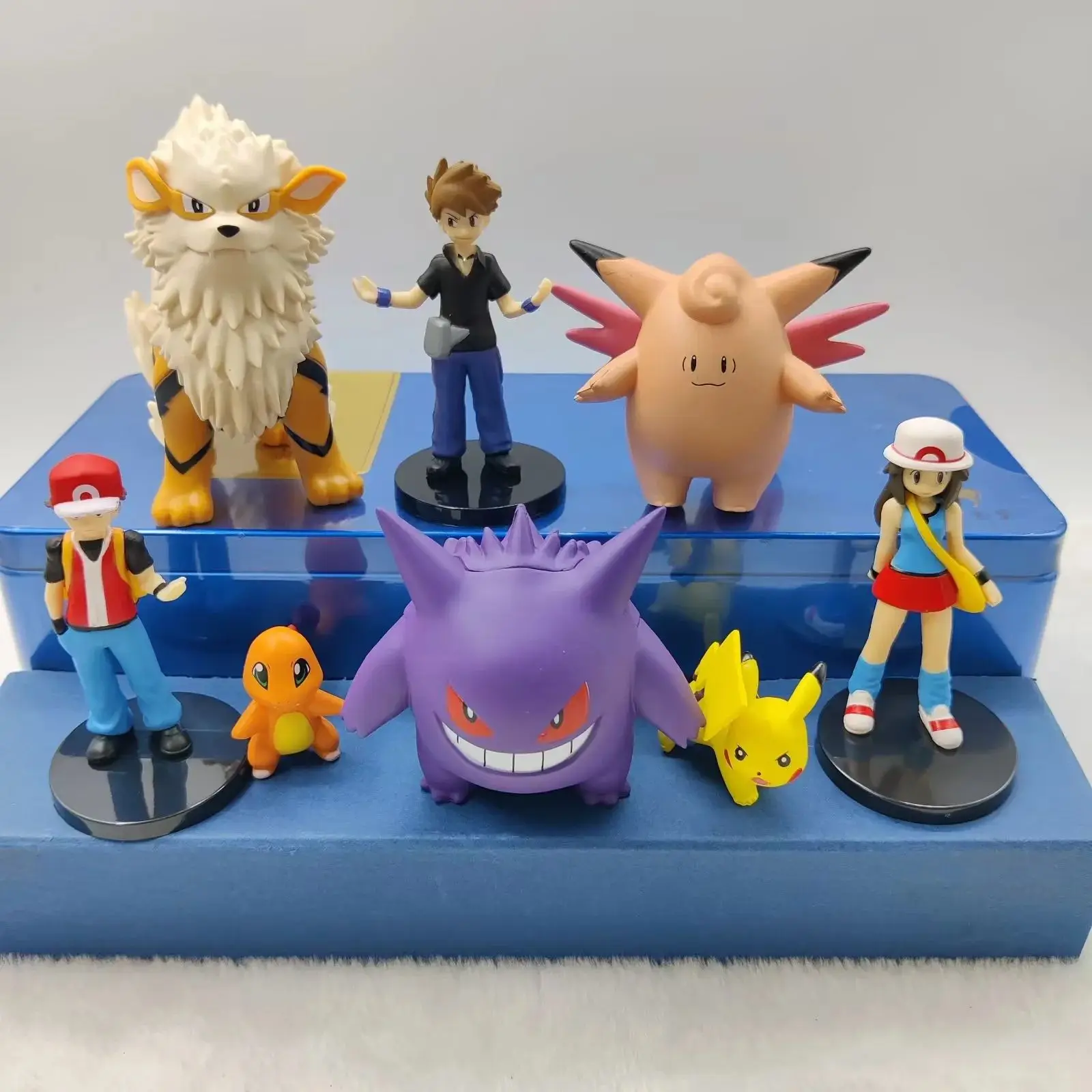 8pcs/set Pokemon Scale World Pikachu Ash Ketchum Misty Arcanine Gengar Action Figure Statues Collection Model Dolls Kids Toys