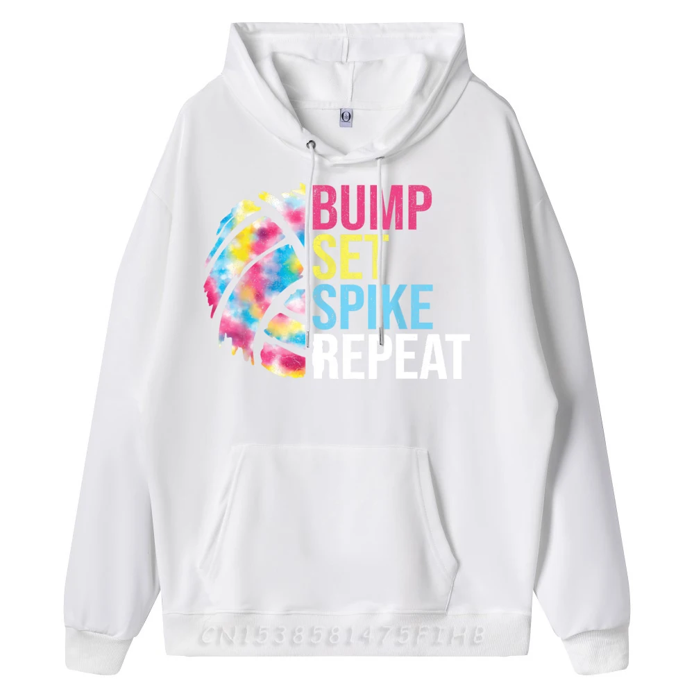 Bump Set Spike Repeat Volleyball Normal Long Sleeve Hoodies New Year Day Crewneck Mens Hoodies Normal Hoodies Loose